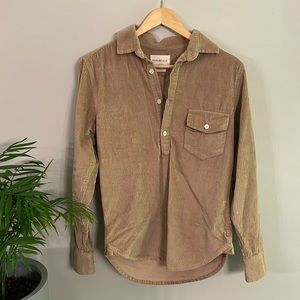Far Afield Pullover Button Up Tan Corduroy Size Small (0 euro size)